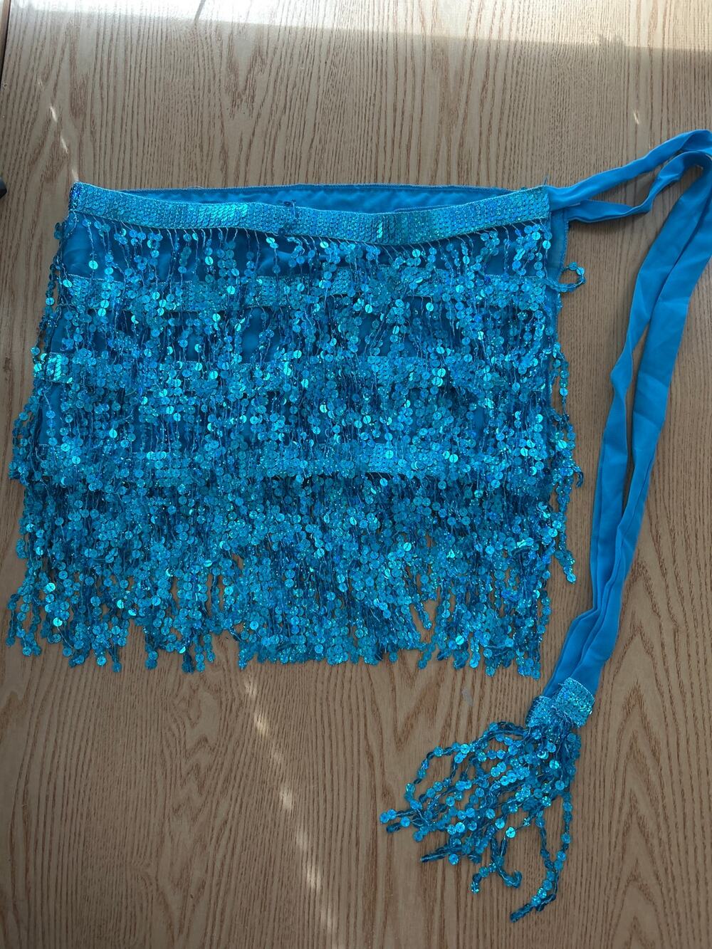 Women’s 1pc Sequined Blue Wrap skirt for Halloween 🎃 Costume Medium/Large 15.5”